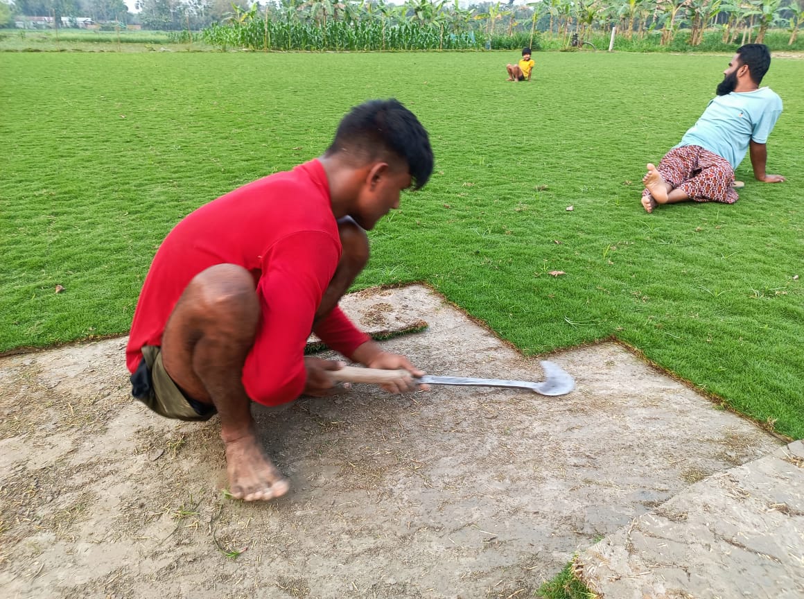 Grass Turf Cutting For Garden Making